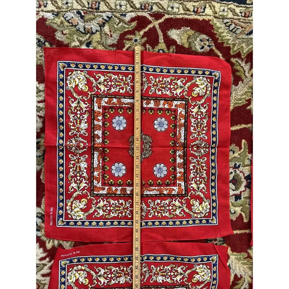 Red Bandana Bohemian Style 100% Cotton Neck Scarf Boho Block Print Lot 4